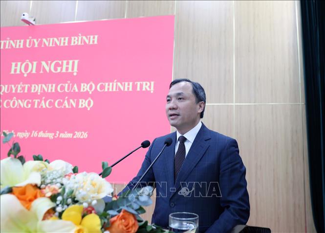 Đồng chí Hoàng Trung Dũng, Ủy viên Trung ương Đảng, Phó Trưởng ban thường trực Ban Tổ chức Trung ương phát biểu tại hội nghị. Ảnh: Đại Nghĩa - TTXVN