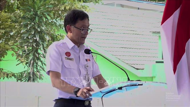 Tổng Giám đốc KAI, ông Bobby Rasyidin phát biểu tại lễ khởi công ở Jakarta. Ảnh: Đỗ Quyên – PV TTXVN tại Indonesia