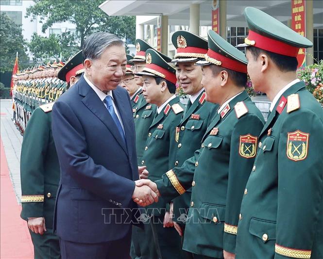 Tổng Bí thư Tô Lâm đến thăm và làm việc với Học viện Kỹ thuật quân sự. Ảnh: Thống Nhất – TTXVN