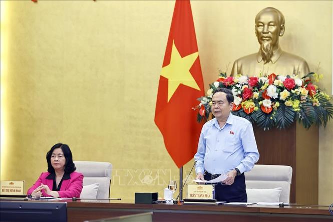 Chủ tịch Quốc hội Trần Thanh Mẫn phát biểu. Ảnh: Doãn Tấn - TTXVN