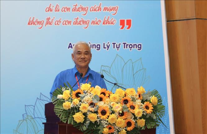 Tiến sĩ Lê Hồng Liêm, nguyên Phó Chủ nhiệm Ủy Ban kiểm tra Trung ương, Phó ban Liên lạc cựu cán bộ Đoàn Thanh niên Việt Nam, Trưởng ban Liên lạc cựu cán bộ Đoàn phía Nam phát biểu. Ảnh: Giang Phương – TTXVN