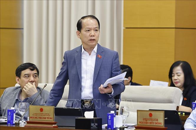 Chủ nhiệm Ủy ban Pháp luật và Tư pháp của Quốc hội Hoàng Thanh Tùng phát biểu. Ảnh: Doãn Tấn - TTXVN
