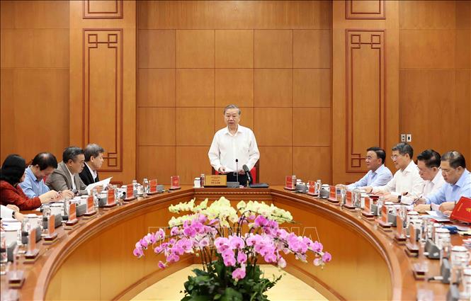 Tổng Bí thư Tô Lâm, Trưởng Ban Chỉ đạo Trung ương về phòng, chống tham nhũng, lãng phí, tiêu cực phát biểu. Ảnh: An Đăng - TTXVN