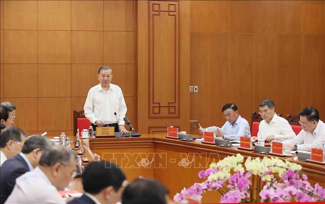 Tổng Bí thư Tô Lâm, Trưởng Ban Chỉ đạo Trung ương về phòng, chống tham nhũng, lãng phí, tiêu cực phát biểu. Ảnh: An Đăng - TTXVN