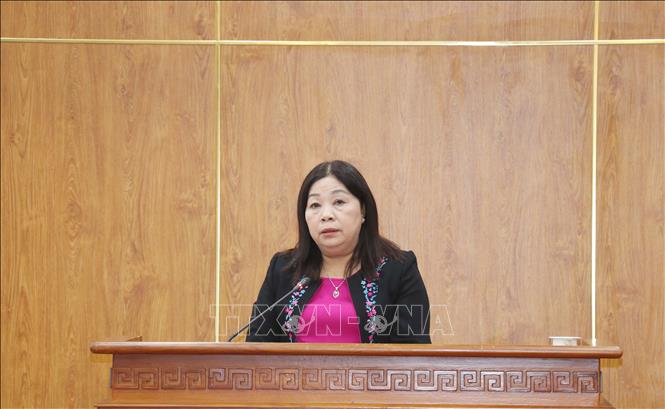 Bà Mã Thị Tươi, Phó Chủ tịch Thường trực HĐND, Phó Chủ tịch Ủy ban bầu cử TP Cần Thơ phát biểu. Ảnh: Ngọc Thiện - TTXVN