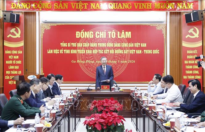 Tổng Bí thư Tô Lâm phát biểu tại buổi làm việc. Ảnh: Thống Nhất – TTXVN