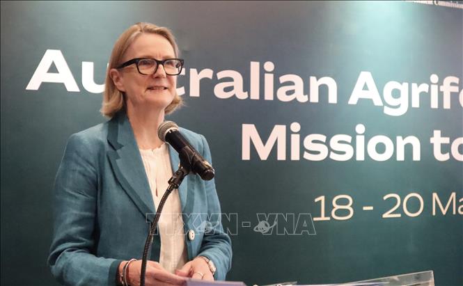 Sarah Hooper, Australian Consul General in Ho Chi Minh City, speaks at the forum. VNA Photo: Xuân Anh 