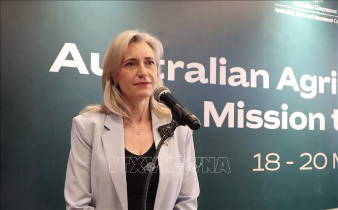 Emma McDonald, Austrade’s Senior Trade and Investment Commissioner to Vietnam, speaks at the forum. VNA Photo: Xuân Anh 