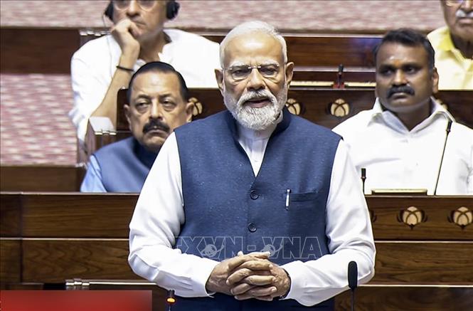 Thủ tướng Ấn Độ Narendra Modi phát biểu tại phiên họp của Quốc hội ở New Delhi ngày 18/3/2026. Ảnh: ANI/TTXVN