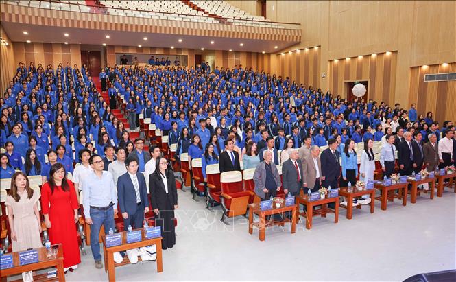 Đại biểu và Đoàn viên, thanh niên Trường Đại học Sư phạm Hà Nội dự lễ kỷ niệm. Ảnh: Thanh Tùng - TTXVN