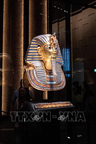 Mặt nạ vàng của Pharaoh Tutankhamun tại Đại Bảo tàng Ai Cập. Ảnh: Hoàng Nhật - PV TTXVN tại Ai Cập