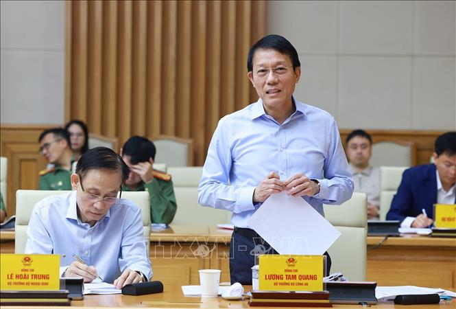 Đại tướng Lương Tam Quang, Bộ trưởng Bộ Công an, Phó Trưởng Ban Thường trực BCĐ An ninh mạng quốc gia phát biểu. Ảnh: Dương Giang-TTXVN