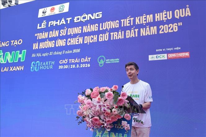 Đại sứ Liên minh Châu Âu tại Việt Nam Julien Guerrier phát biểu. Ảnh: Trần Việt - TTXVN 