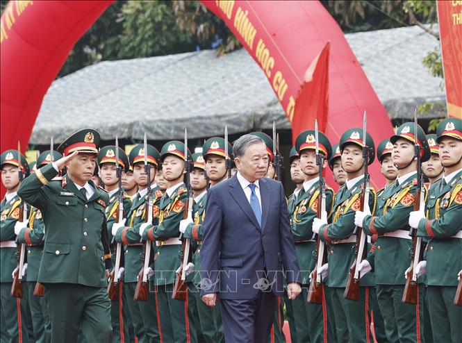 Tổng Bí thư Tô Lâm dự Lễ kỷ niệm 80 năm Ngày thành lập Binh chủng Công binh. Ảnh: Thống Nhất – TTXVN