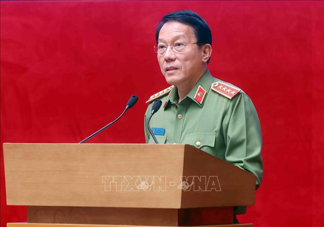 Đại tướng Lương Tam Quang, Bộ trưởng Bộ Công an phát biểu chỉ đạo. Ảnh: Phạm Kiên - TTXVN