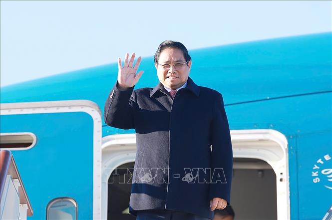 Thủ tướng Phạm Minh Chính đến sân bay Vnukovo 2, thủ đô Moskva. Ảnh: Dương Giang – TTXVN