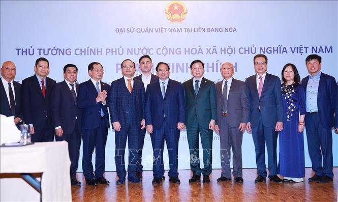 Thủ tướng Phạm Minh Chính với cộng đồng người Việt Nam tại Liên bang Nga. Ảnh: Dương Giang - TTXVN