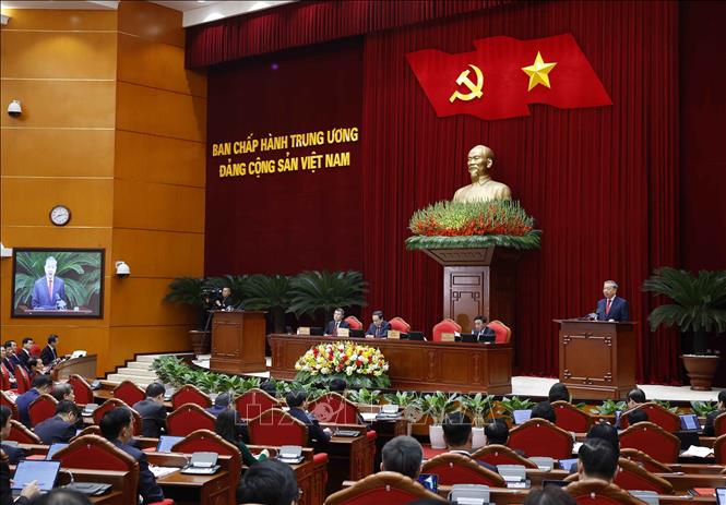 Tổng Bí thư Tô Lâm phát biểu khai mạc Hội nghị lần thứ hai Ban Chấp hành Trung ương Đảng khoá XIV. Ảnh: Thống Nhất – TTXVN