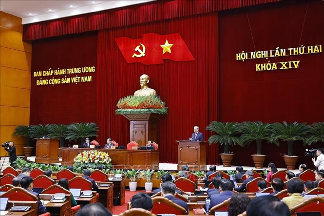 Tổng Bí thư Tô Lâm phát biểu khai mạc Hội nghị lần thứ hai Ban Chấp hành Trung ương Đảng khoá XIV. Ảnh: Doãn Tấn - TTXVN