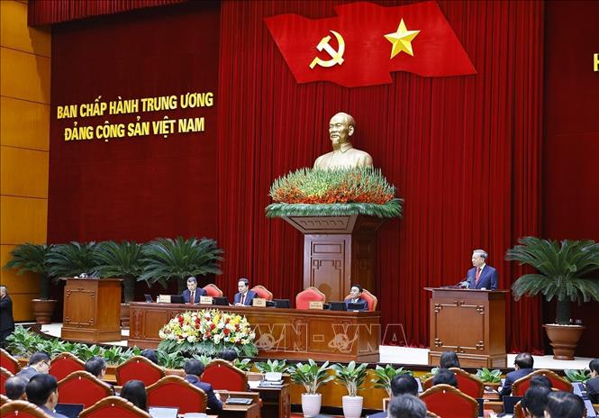 Tổng Bí thư Tô Lâm phát biểu khai mạc Hội nghị lần thứ hai Ban Chấp hành Trung ương Đảng khoá XIV. Ảnh: Doãn Tấn - TTXVN