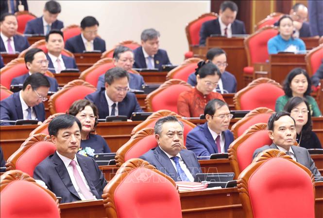 Đại biểu dự khai mạc Hội nghị lần thứ hai Ban Chấp hành Trung ương Đảng khoá XIV. Ảnh: Thống Nhất - TTXVN