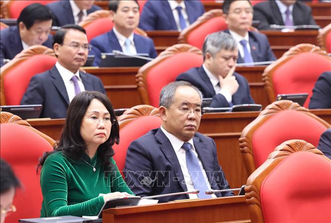 Đại biểu dự khai mạc Hội nghị lần thứ hai Ban Chấp hành Trung ương Đảng khoá XIV. Ảnh: Thống Nhất - TTXVN