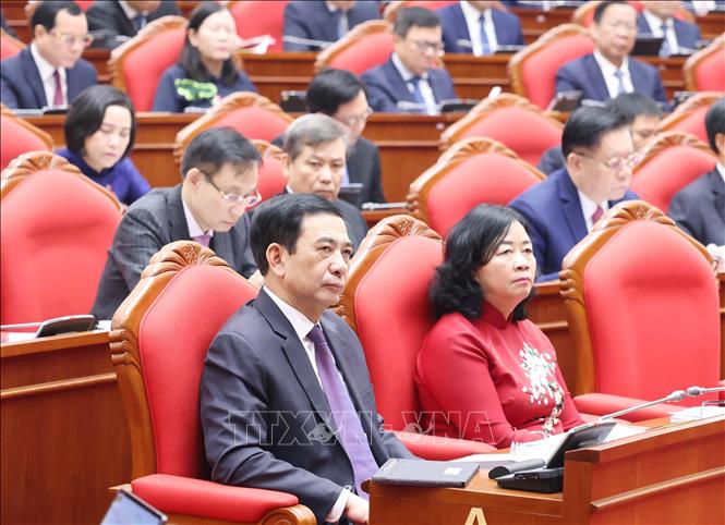 Đại biểu dự khai mạc Hội nghị lần thứ hai Ban Chấp hành Trung ương Đảng khoá XIV. Ảnh: Thống Nhất - TTXVN