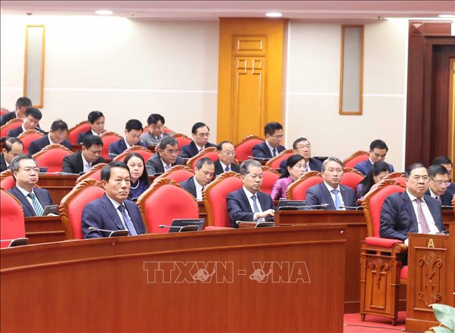 Đại biểu dự khai mạc Hội nghị lần thứ hai Ban Chấp hành Trung ương Đảng khoá XIV. Ảnh: Thống Nhất - TTXVN