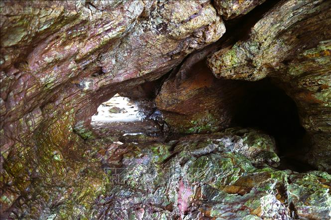 Hang Mũi Trâu có nhiều ngách nhỏ, dạng vòm, dài hàng chục mét ẩn sâu trong núi đá vôi. Ảnh: Xuân Tiến – TTXVN 