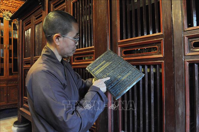 Mộc bản chùa Vĩnh Nghiêm (phường Tân An, tỉnh Bắc Ninh) được UNESCO công nhận là Di sản tư liệu thuộc Chương trình Ký ức thế giới khu vực châu Á - Thái Bình Dương. Ảnh: Việt Hùng – TTXVN 
