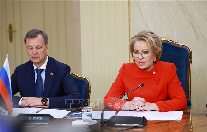 Chủ tịch Hội đồng Liên bang Nga Valentina Matviyenko phát biểu. Ảnh: Dương Giang-TTXVN
