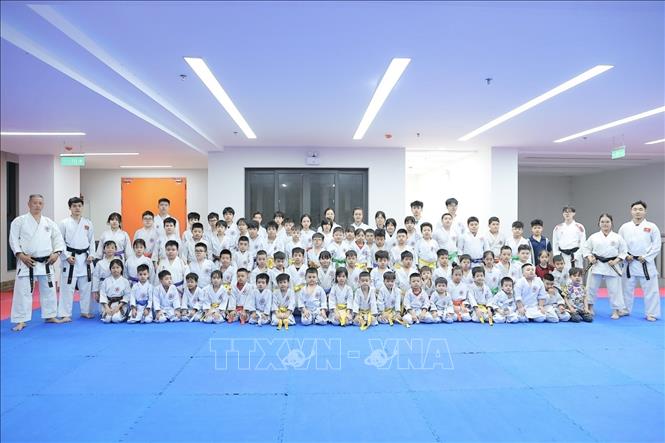 Những năm gần đây, Karate đang là một trong những môn thi đấu thế mạnh của xã Đông Anh. Ảnh: Minh Quyết - TTXVN