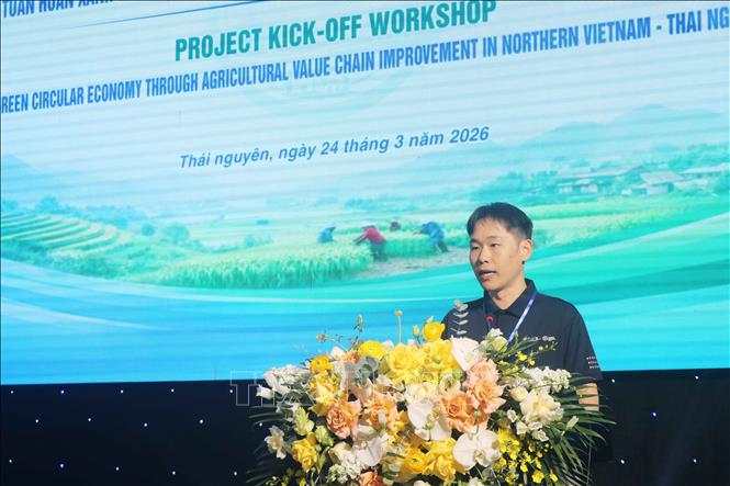 Ông Lee Geun Woo, Phó Trưởng đại diện Văn phòng KOICA tại Việt Nam, phát biểu tại hội nghị. Ảnh: Vũ Hoàng Giang - TTXVN