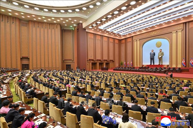Toàn cảnh kỳ họp thứ nhất Hội nghị Nhân dân Tối cao Triều Tiên (Quốc hội - SPA) khóa XV ở Bình Nhưỡng, ngày 23/3/2026. Ảnh: Yonhap/TTXVN