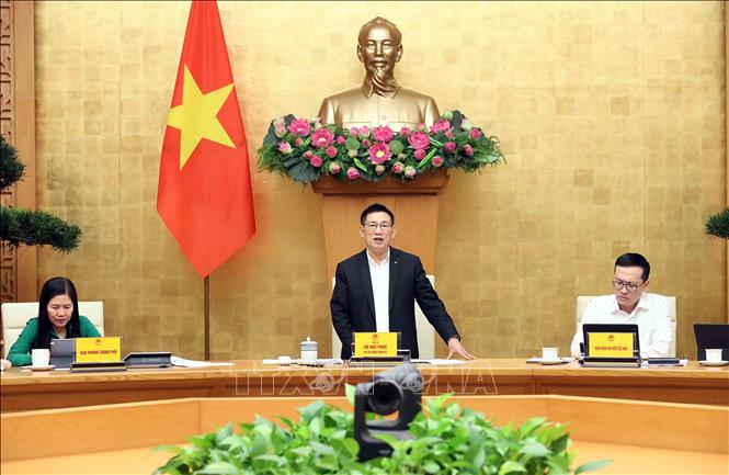 Phó Thủ tướng Hồ Đức Phớc, Trưởng Ban Chỉ đạo Phòng chống rửa tiền quốc gia phát biểu. Ảnh: An Đăng - TTXVN