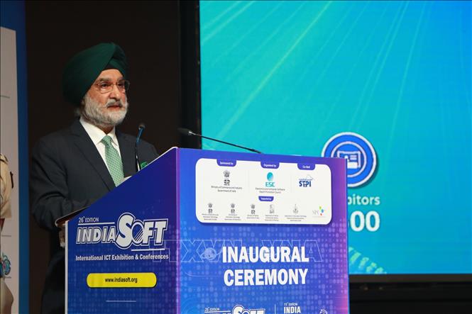 Ông Taranjit Singh Sandhu, Phó Thống đốc Delhi, phát biểu khai mạc IndiaSoft 2026. Ảnh: Ngọc Thúy - p/v TTXVN tại New Delhi
