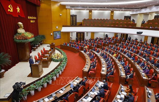 Phiên bế mạc Hội nghị lần thứ hai Ban Chấp hành Trung ương Đảng khoá XIV. Ảnh: Doãn Tấn - TTXVN