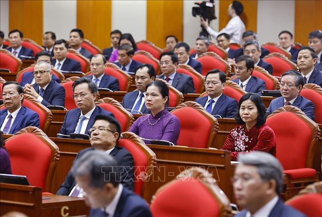 Các đại biểu dự phiên Bế mạc Hội nghị lần thứ hai Ban Chấp hành Trung ương Đảng khoá XIV. Ảnh: Doãn Tấn - TTXVN