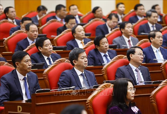 Các đại biểu dự phiên Bế mạc Hội nghị lần thứ hai Ban Chấp hành Trung ương Đảng khoá XIV. Ảnh: Doãn Tấn - TTXVN