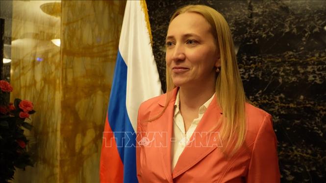 Tổng giám đốc Irina Ivanova Công ty thương mại thực phẩm Ava Trading. Ảnh: Tâm Hằng -  phóng viên TTXVN tại LB Nga