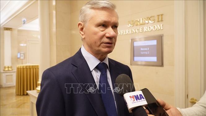 Chủ tịch Hội hữu nghị Nga-Việt, Tiến sĩ Vladimir Buianov. Ảnh: Tâm Hằng - phóng viên TTXVN tại LB Nga 