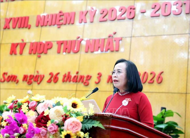 Bà Đoàn Thị Hậu tái đắc cử Chủ tịch HĐND tỉnh Lạng Sơn khóa XVIII, nhiệm kỳ 2026 - 2031. Ảnh: Văn Đạt - TTXVN
