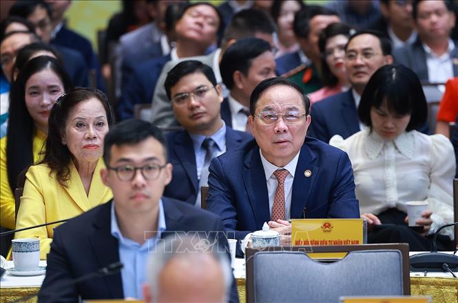 Các đại biểu dự Hội nghị Doanh nghiệp góp phần vào tăng trưởng hai con số. Ảnh: Dương Giang-TTXVN

