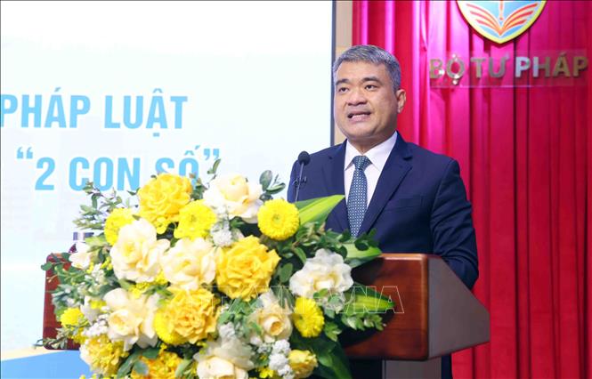 Thứ trưởng Bộ Tư pháp Nguyễn Thanh Tú phát biểu. Ảnh: Phạm Kiên - TTXVN