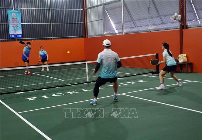 Các vận động viên thi đấu tại Giải Pickleball các câu lạc bộ tỉnh Gia Lai năm 2026. Ảnh: Trịnh Bang Nhiệm - TTXVN