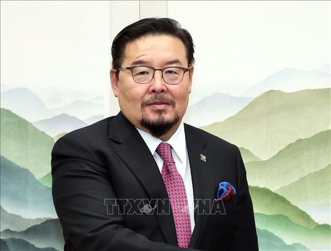 Thủ tướng Mông Cổ Gombojav Zandanshatar trong chuyến thăm Seoul, Hàn Quốc ngày 26/10/2022. Ảnh: Yonhap/TTXVN