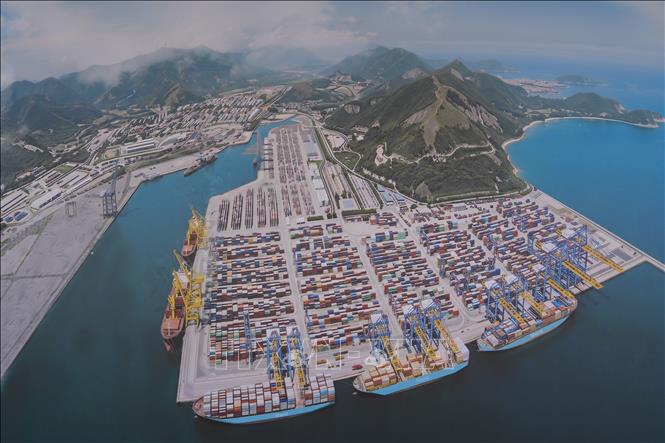 Phối cảnh Dự án Đầu tư xây dựng tổng thể Bến cảng container Liên Chiểu (Đà Nẵng). Ảnh: Anh Dũng - TTXVN