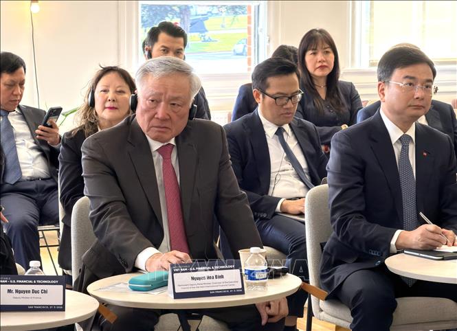 Phó Thủ tướng Thường trực Nguyễn Hòa Bình dự Tọa đàm Tài chính và Công nghệ Việt Nam – Hoa Kỳ. Ảnh: Ngọc Quang - PV TTXVN tại Hoa Kỳ