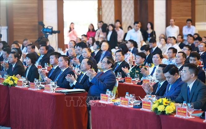 Thủ tướng Phạm Minh Chính dự Hội nghị Xúc tiến đầu tư tỉnh Thanh Hóa năm 2026. Ảnh: Dương Giang - TTXVN 

