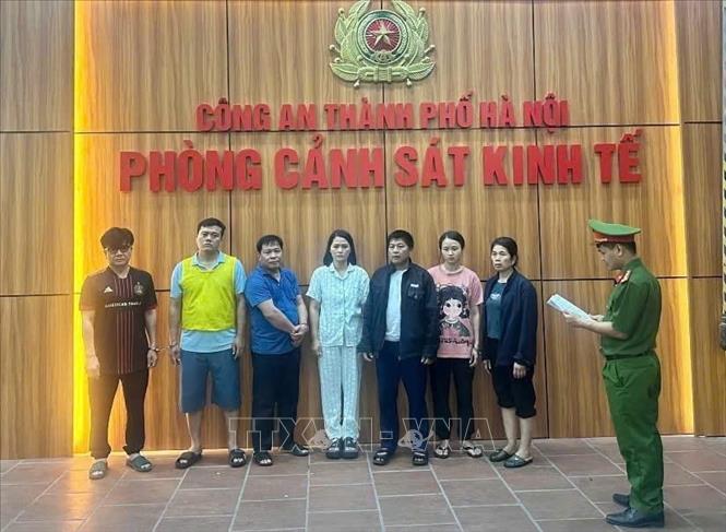 Nhóm bị can trong đường dây giết mổ, tiêu thụ lợn bệnh bị khởi tố. Ảnh: TTXVN phát